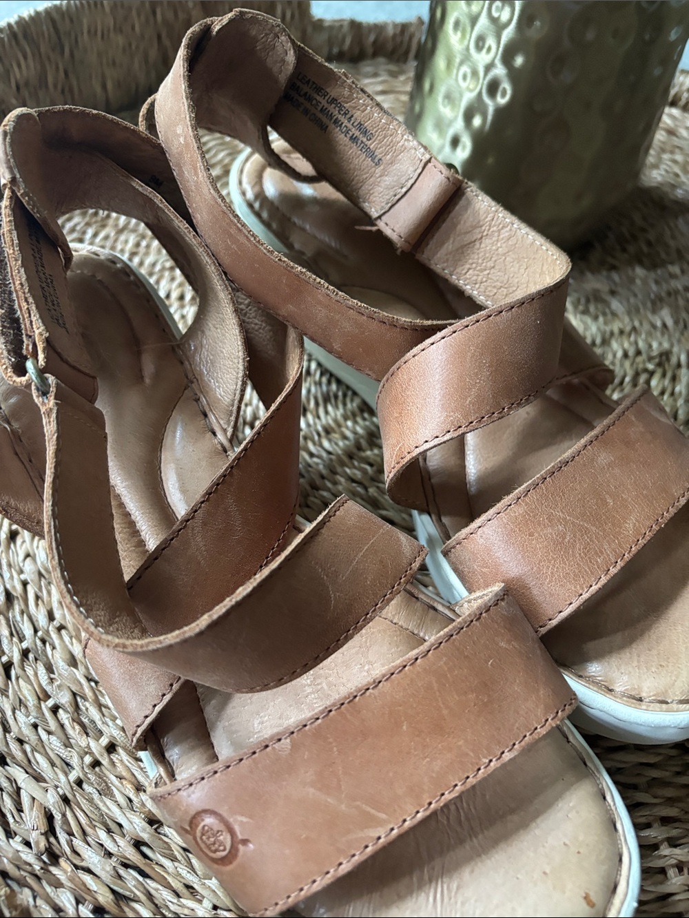Born Tan Leather Platform Strappy Sandals - Picture 9 of 9